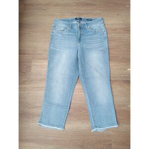 Nine West Jeans Chrystie Denim Capri Women's Size 10 Cropped Frayed Hem